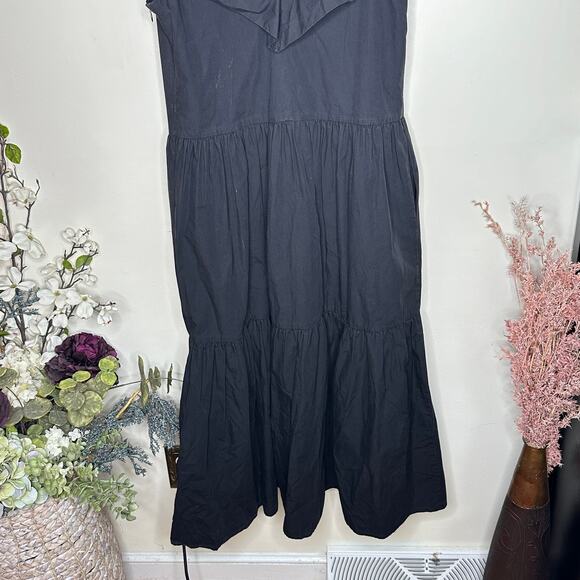 TUCKERNUCK x POMANDER PLACE Jo Ruffled Tiered Midi Dress Black Sz L {AA48} - Picture 5 of 7